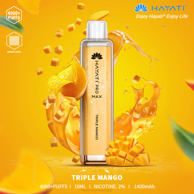 Hayati Pro Max descartável - JR6H125 Hayati Flavours Portugal manga tripla