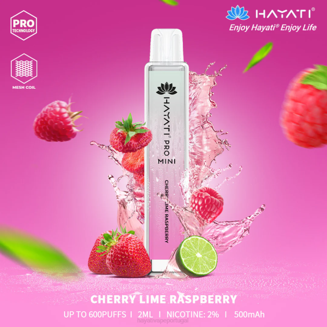 Hayati Pro Mini descartável - JR6H26 Hayati Flavour List cereja, limão, framboesa