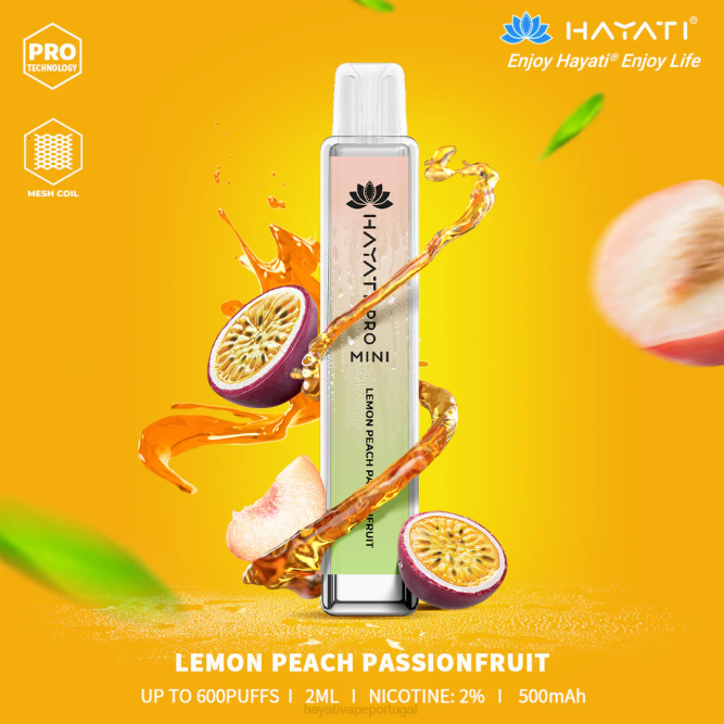 Hayati Pro Mini descartável - JR6H28 Hayati Vape Near Me limão, pêssego, maracujá