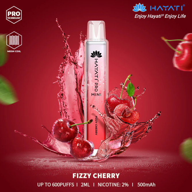 Hayati Pro Mini descartável - JR6H9 Hayati Vape Review cereja efervescente