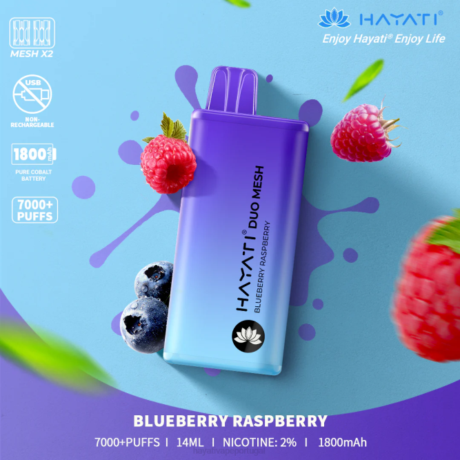 Hayati Duo Mesh descartável - JR6H167 Hayati Flavour Vapes framboesa mirtilo