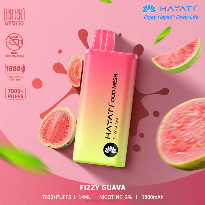 Hayati Duo Mesh descartável - JR6H169 Hayati Vape Review goiabada com gás
