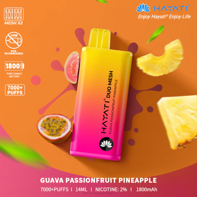 Hayati Duo Mesh descartável - JR6H170 Hayati Vape Shop goiaba maracujá abacaxi