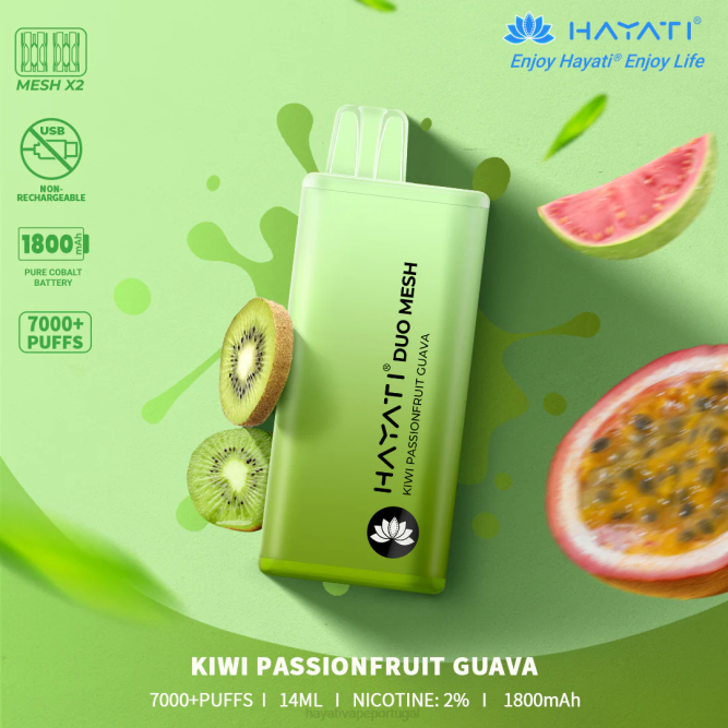 Hayati Duo Mesh descartável - JR6H173 Hayati Vape Portugal kiwi maracujá goiaba