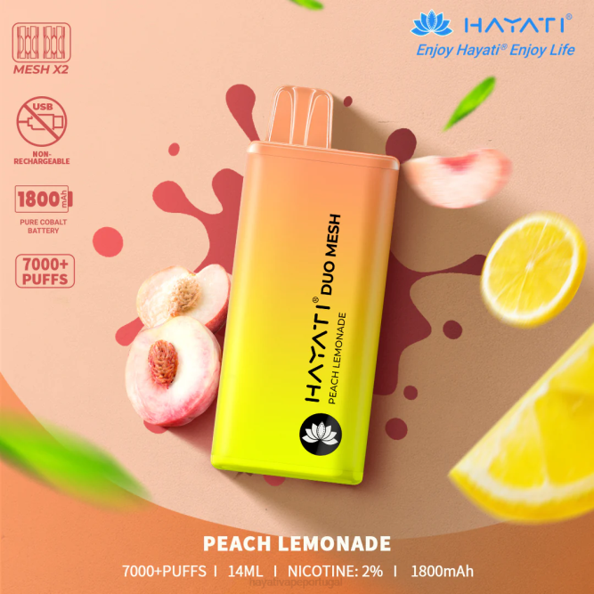 Hayati Duo Mesh descartável - JR6H175 Hayati Flavours Portugal limonada de pêssego