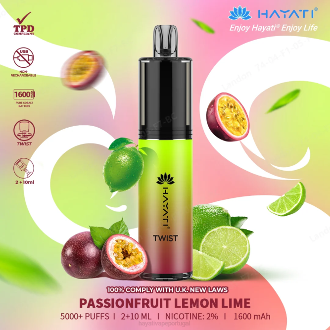 Hayati Twist descartável - JR6H78 Hayati Vape Near Me maracujá limão lima