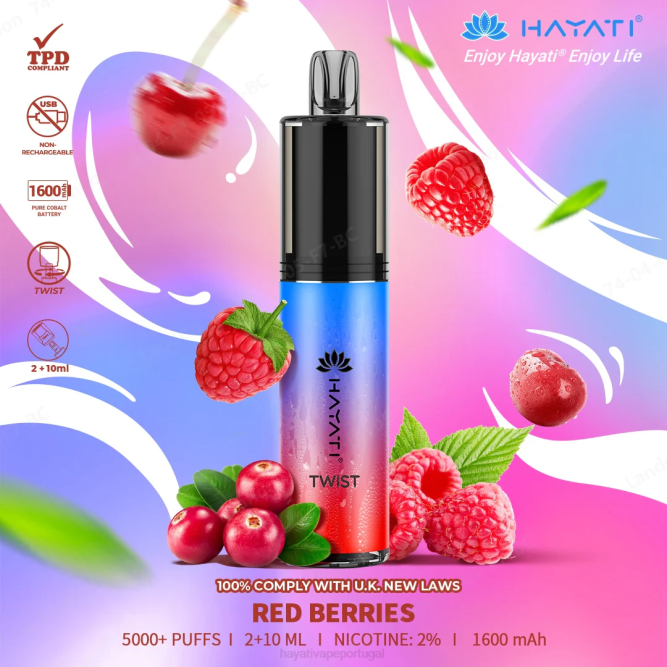 Hayati Twist descartável - JR6H79 Hayati Vape Review frutas vermelhas