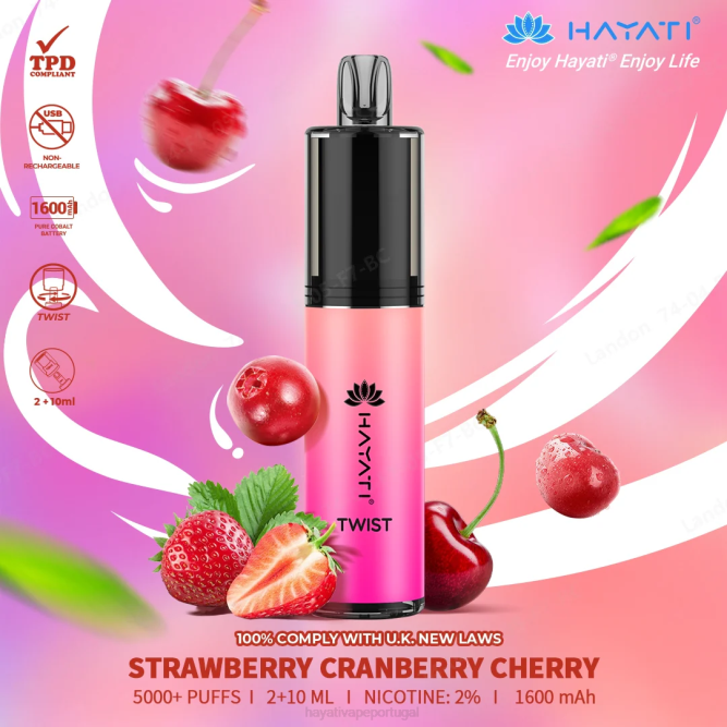 Hayati Twist descartável - JR6H81 Hayati Lisbon morango cranberry cereja