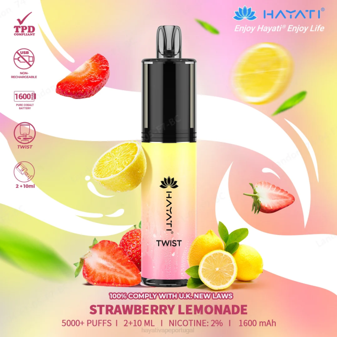 Hayati Twist descartável - JR6H84 Hayati Vape Flavours limonada de morango