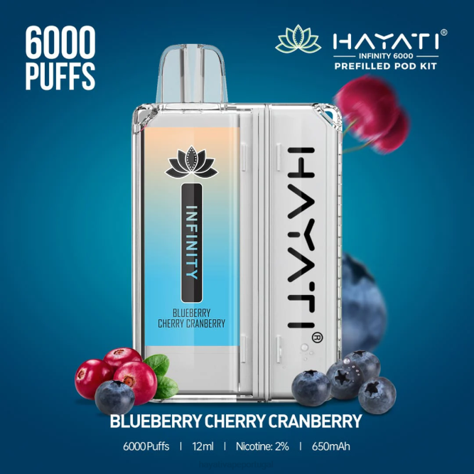 Hayati Infinity 6.000 kits de cápsulas - JR6H145 Hayati Flavours Portugal mirtilo cereja cranberry