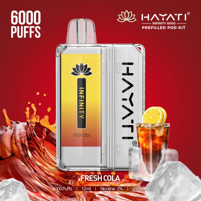 Hayati Infinity 6.000 kits de cápsulas - JR6H149 Hayati Vape Review cola fresca