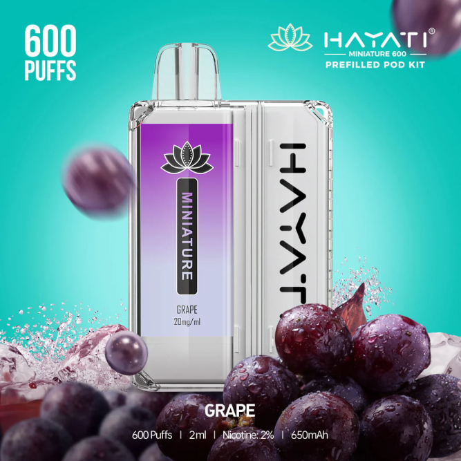 Hayati Miniature 600 kits de cápsulas - JR6H36 Hayati Flavour List uva