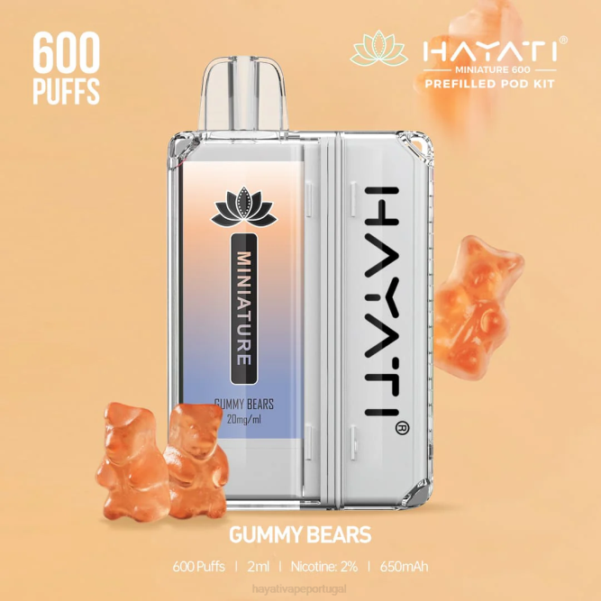 Hayati Miniature 600 kits de cápsulas - JR6H37 Hayati Flavour Vapes ursinhos de goma