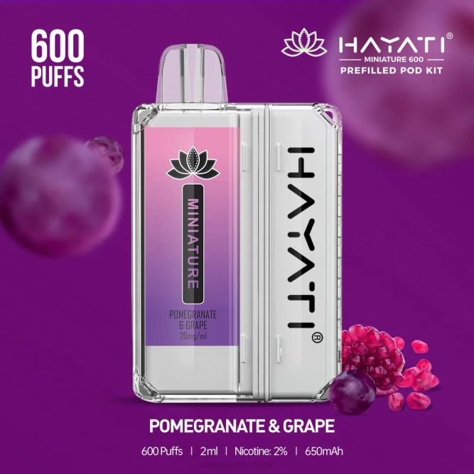Hayati Miniature 600 kits de cápsulas - JR6H42 Hayati Portugal romã e uva