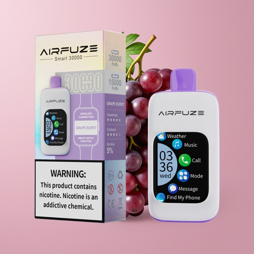 AirFuze Smart 30000 Puffs Disposable Pod Explosão de Uva 5% Nicotina 900mAh TFT