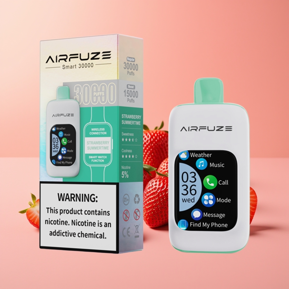 AirFuze Smart 30000 Puffs Disposable Pod Morango Verão Tela Tátil 5% Nicotina