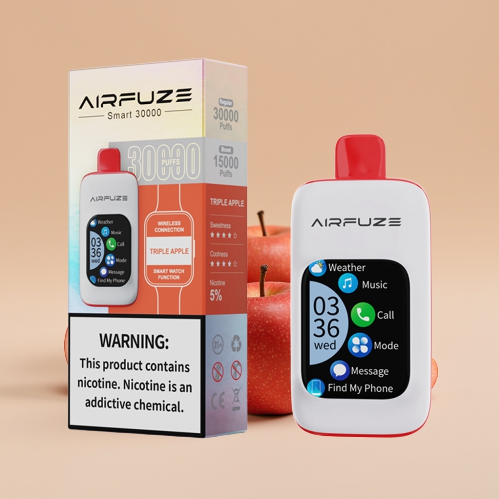AirFuze Smart 30000 Puffs Disposable Pod Tripla Maçã 5% 900mAh Tipo-C