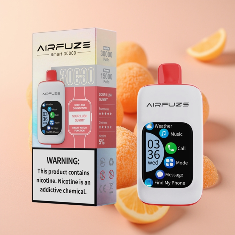 AirFuze Smart 30000 Puffs Pod Descartável com Tela Touch 2.01\", 5% Nicotina, Tipo-C