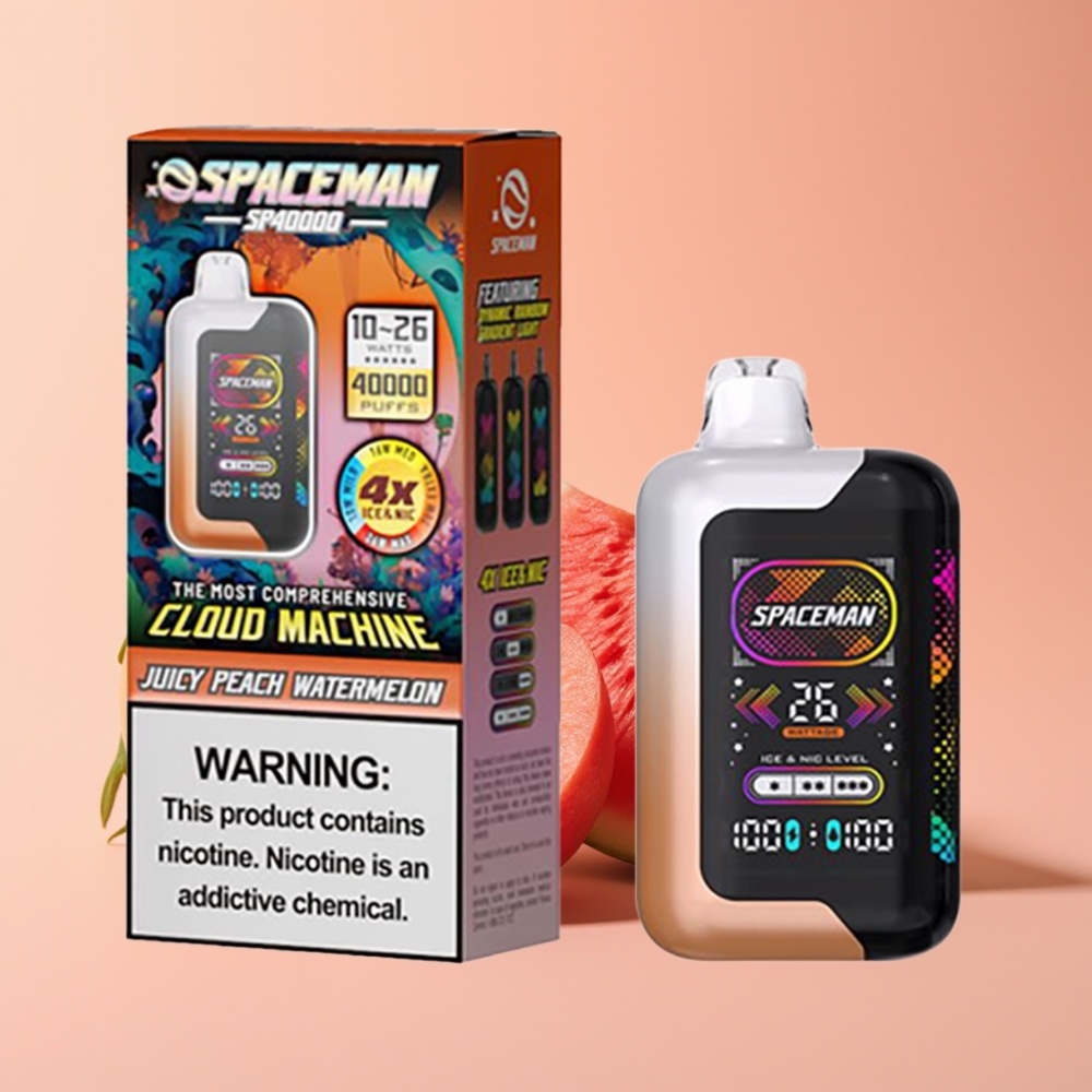SMOK Spaceman SP40000 Zero Nic 40000 Puffs 20ml 0% nicotina 1000mAh recarregável Pêssego Melancia Suculento